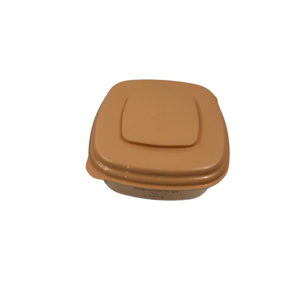 Fit/Fresh  Food Storage Container 16oz Peach Square 2 Cup Measure Lid Kitchen